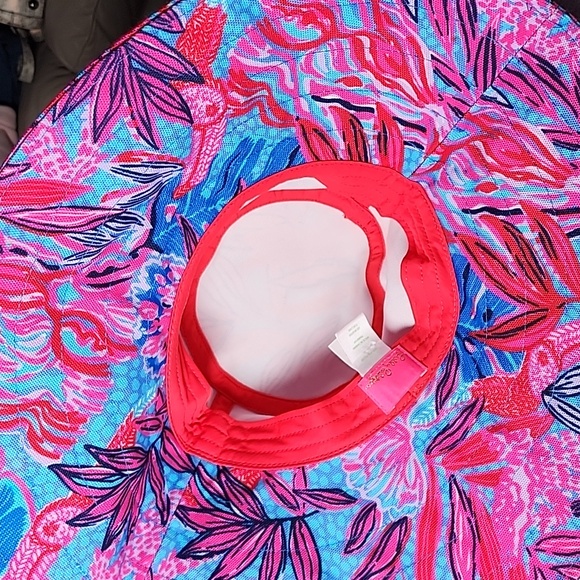 Lilly Pulitzer Womens Ruby Red Wild Sun Hat One Size Preowned - Picture 5 of 7